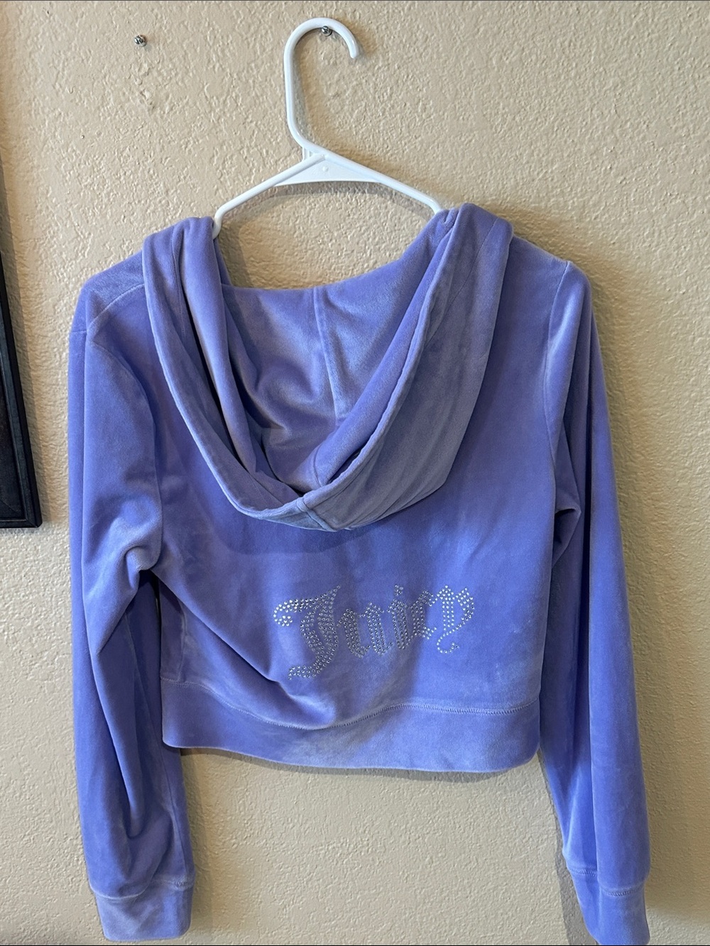 Juicy Couture x Forever 21 Cropped Velour Zip Hoodie Purple Rhinestone M - Picture 3 of 5